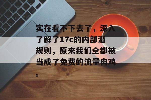 实在看不下去了，深入了解了17c的内部潜规则，原来我们全都被当成了免费的流量肉鸡。